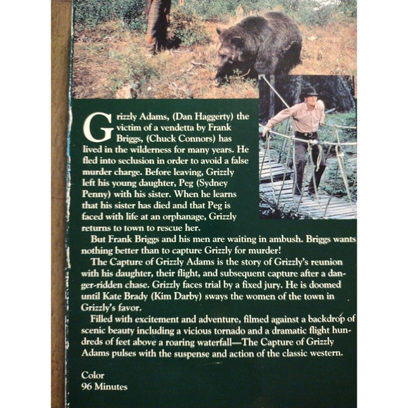 The Capture of Grizzly Adams (VHS, 1982) - Dan Haggerty/Chuck Connors - Picture 3 of 9